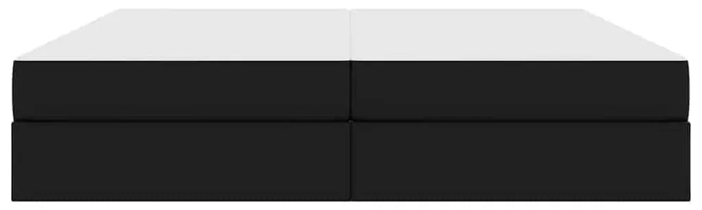 vidaXL Κρεβάτι με αποθηκευτικό χώρο και στρώμα 2 pcs Μαύρο Δέρμα