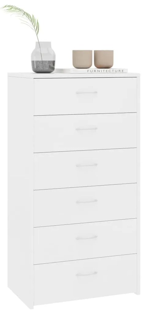 Συρταριέρα με 6 Συρτάρια Λευκή 50 x 34 x 96 εκ. από Μοριοσανίδα - Λευκό