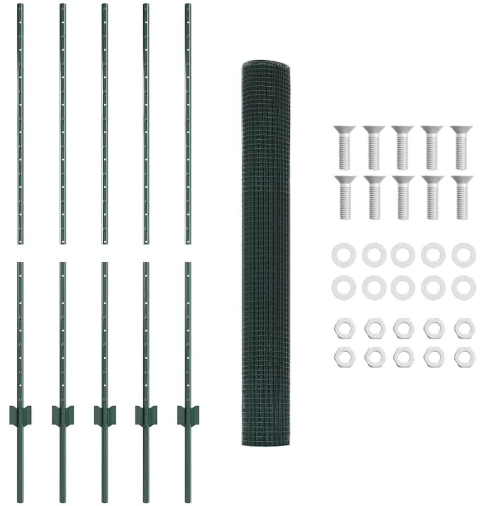 vidaXL Τεντώτο με στήριγμα Πράσινο 1,2 x 10 m Χάλυβας και PVC