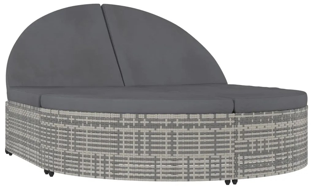 vidaXL Ξαπλώστρα 2 Ατόμων Γκρι από Συνθετικό Ρατάν με Μαξιλάρια