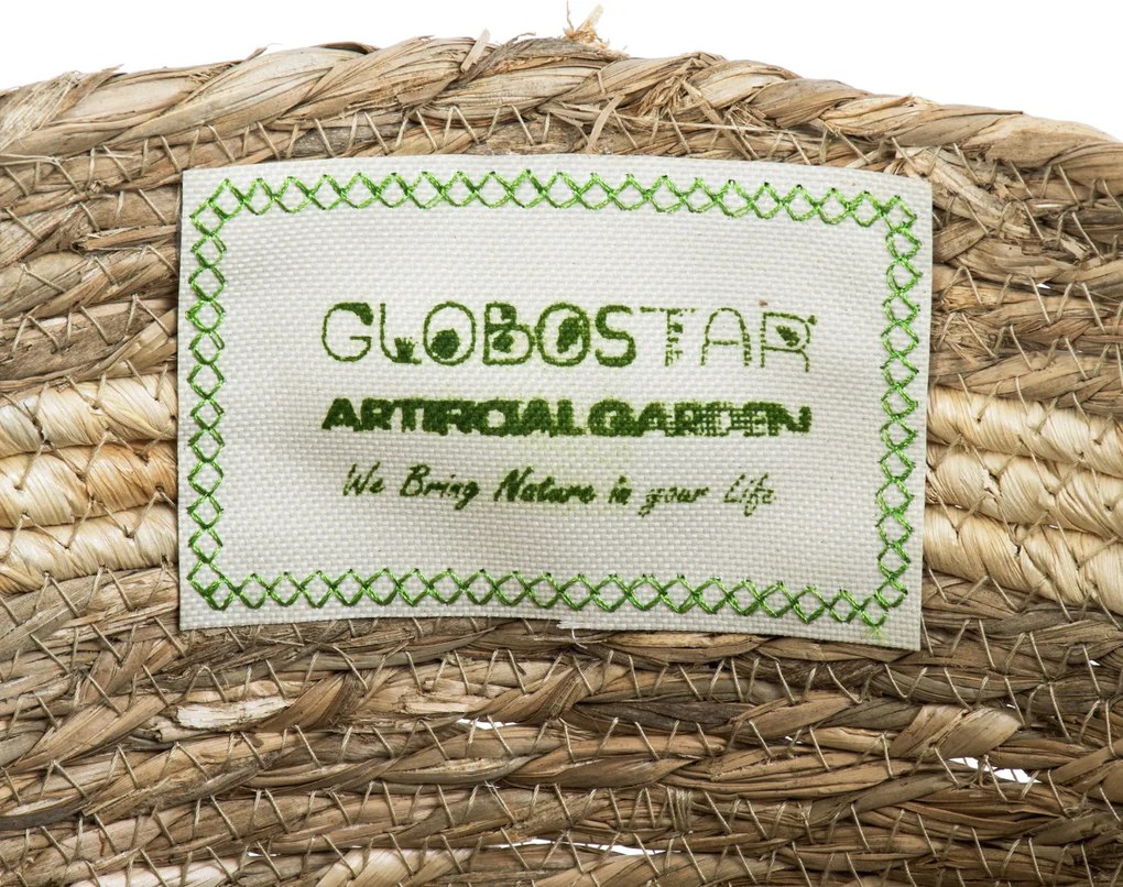 GloboStar® Artificial Garden NAXOS 20334 Διακοσμητικό Πλεκτό Καλάθι - Κασπώ Γλάστρα - Flower Pot Μπεζ με Καφέ Φ35cm x Υ30cm