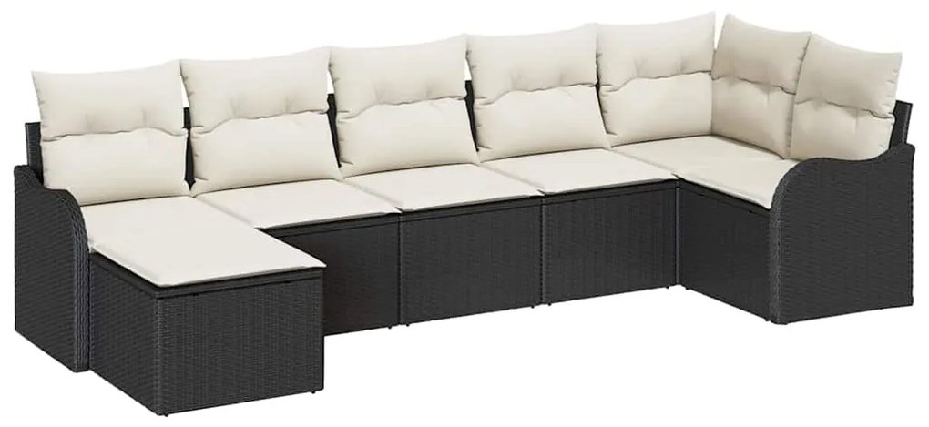 vidaXL Σετ Καναπέ Κήπου με μαξιλάρι 7 pcs Μαύρο Πολυ ράταν