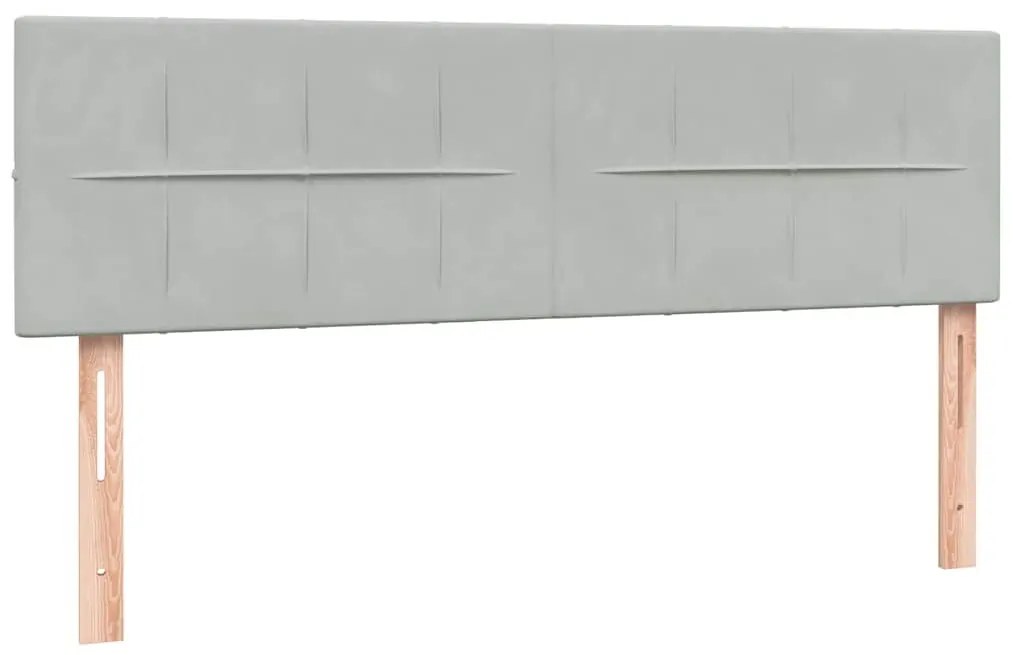 Κρεβάτι Boxspring με Στρώμα Ανοιχτό Γκρι 160x210 εκ. Βελούδινο - Γκρι