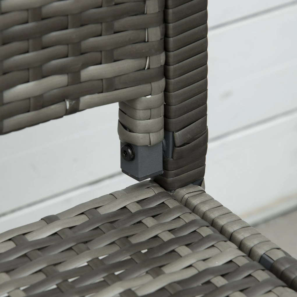 Outsunny Πάγκος Κήπου, σε εμφάνιση Rattan, με ατσάλινο πλαίσιο, για 2 άτομα, Καφέ, 122 x 60 x 87cm