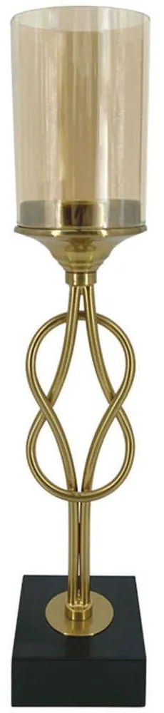 Κηροπήγιο Πλεκτό 15-00-23955 11x11x52,5cm Gold-Black Marhome Metal, Glass