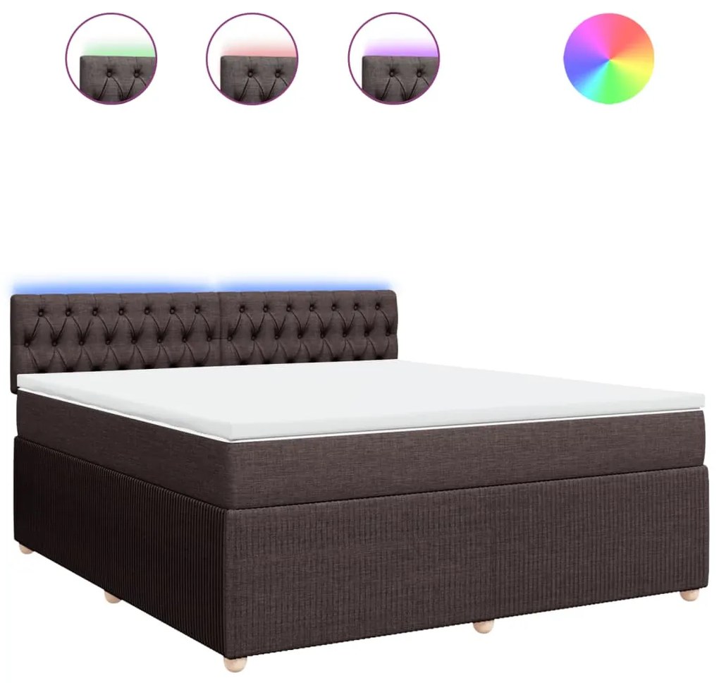 vidaXL Κρεβάτι Boxspring με Στρώμα Σκούρο Καφέ 180x200 εκ Υφασμάτινο