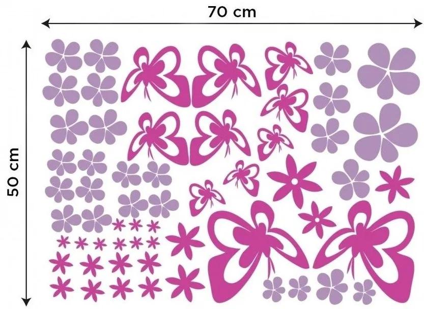Διακοσμητικά αυτοκόλλητα τοίχου πεταλούδες και λουλούδια - 50x70