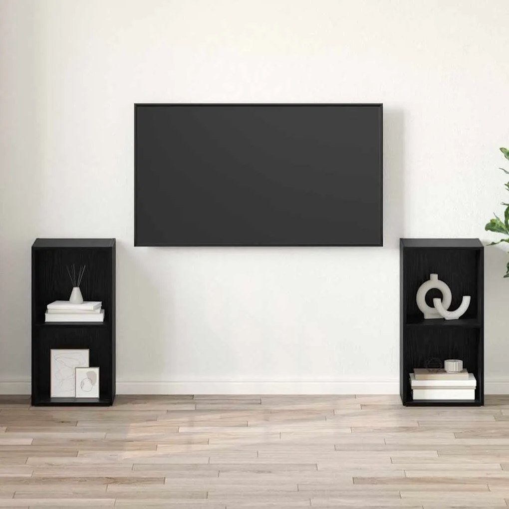 vidaXL Σετ επίπλου τηλεόρασης 2 pcs Μαύρη δρυς 72 x 35 x 36.5 cm