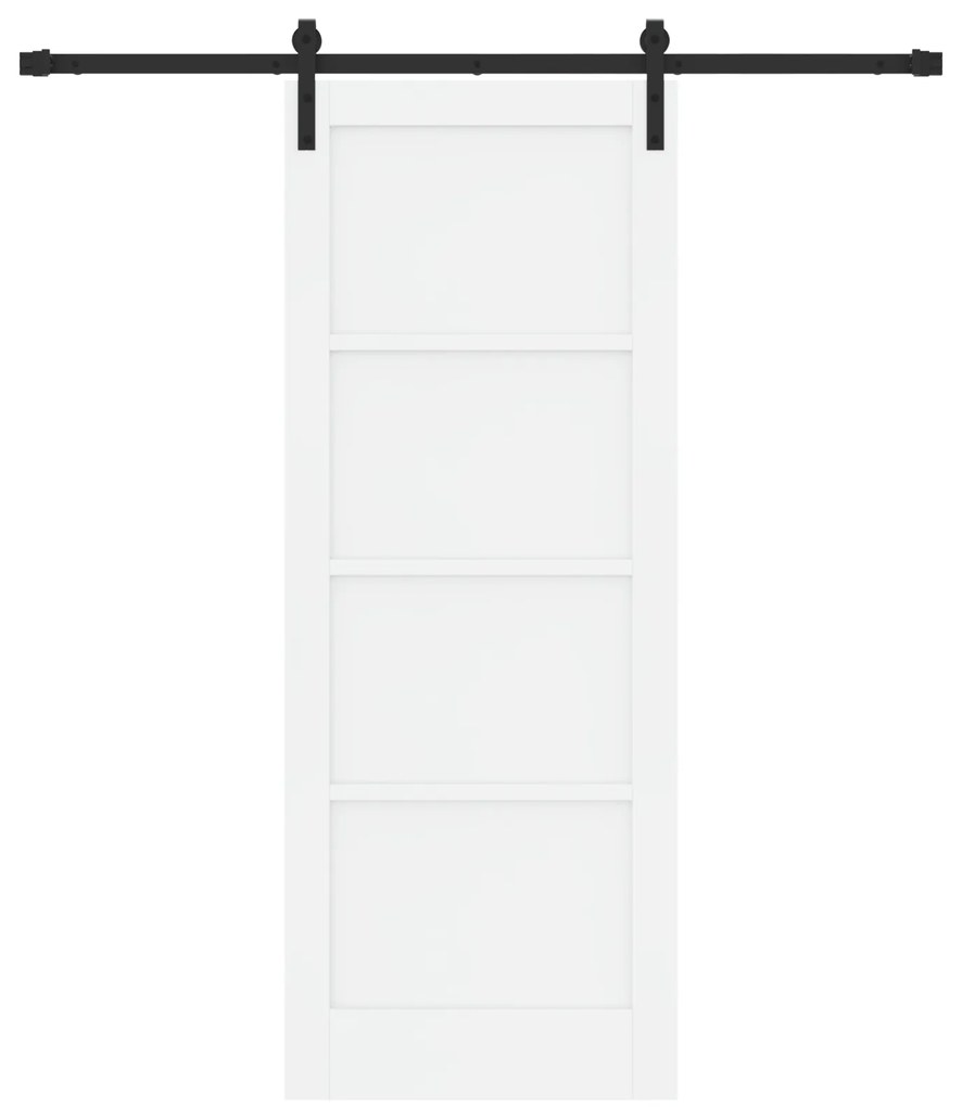 vidaXL Συρόμενη Πόρτα με Σετ Υλικών Λευκή 78x202 cm Συμπαγές Ξύλο Πεύκου