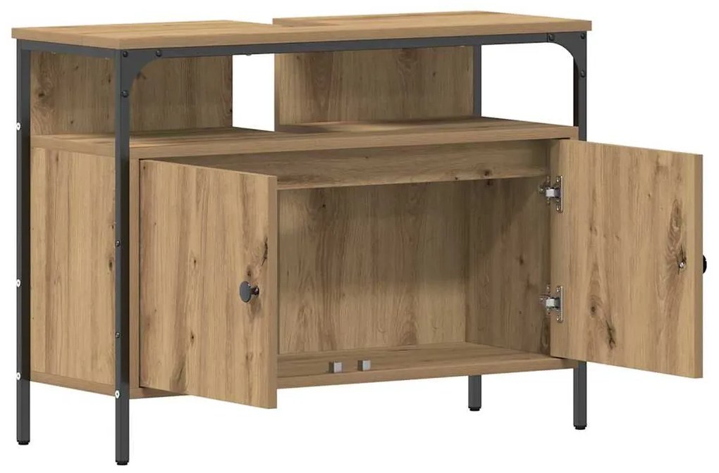 vidaXL Ντουλάπι νιπτήρα μπάνιου με ράφι artisan δρυς 80 x 30 x 60 cm