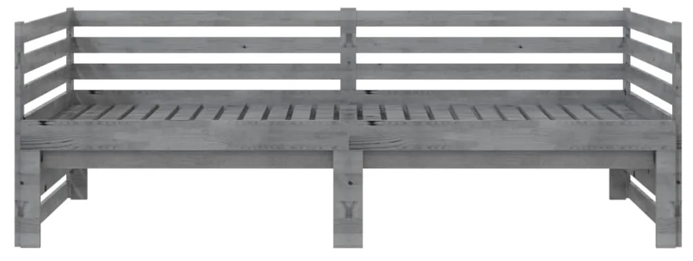 vidaXL Καναπές Κρεβάτι Γκρι 2 x (90 x 200) εκ. από Μασίφ Ξύλο Πεύκου