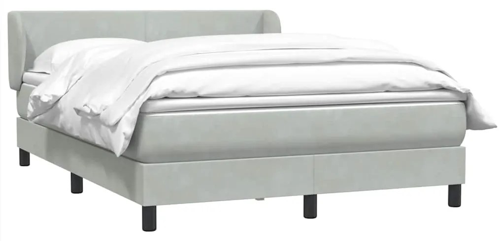 vidaXL Κρεβάτι Boxspring με Στρώμα Ανοιχτό Γκρι 140x210 εκ. Βελούδινο