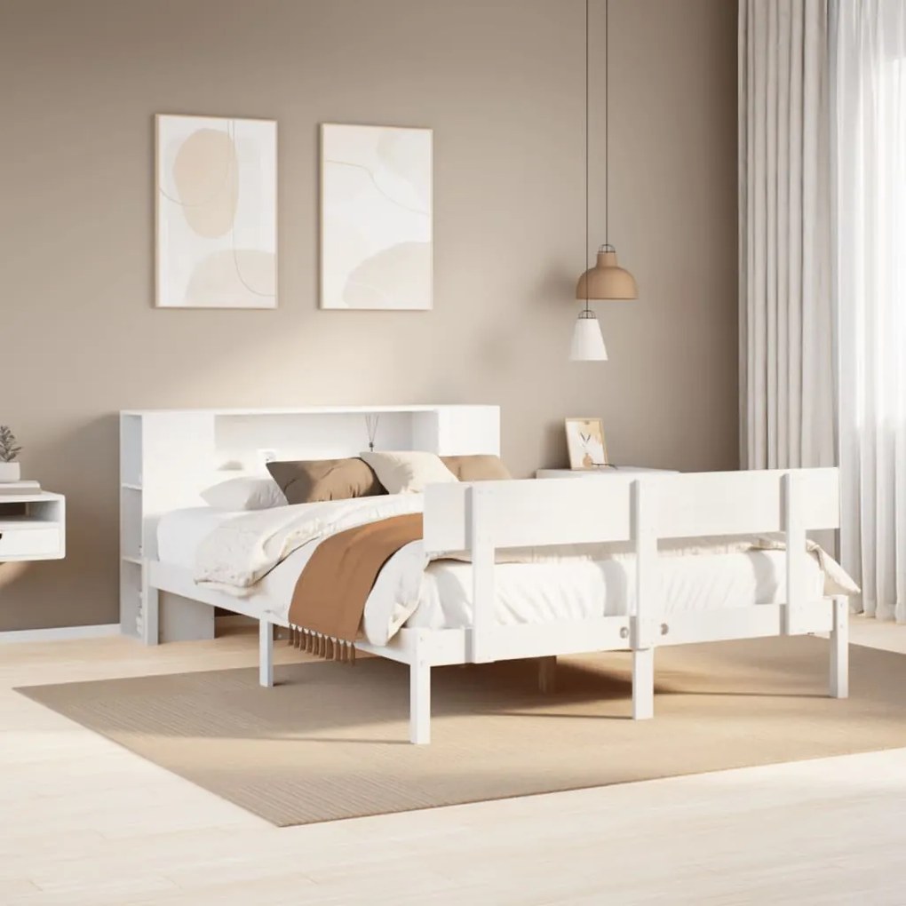 vidaXL Κρεβάτι Βιβλιοθήκη Χωρίς Στρώμα 120x190 εκ Μασίφ Ξύλο Πεύκου