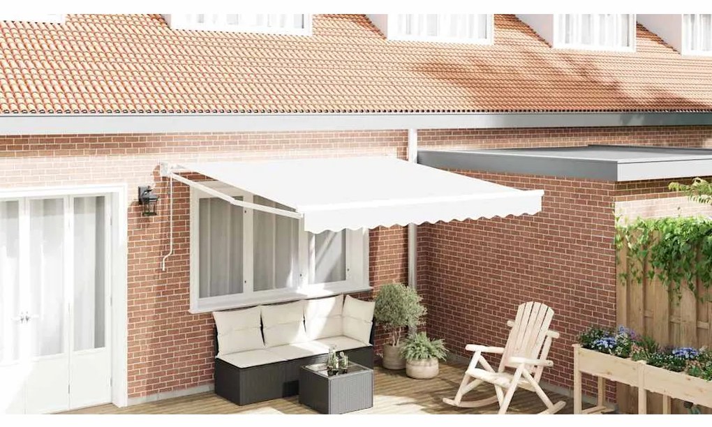 vidaXL Αυτόματη Ανακλινόμενη Τέντα Λευκή 350 x 250 εκ.