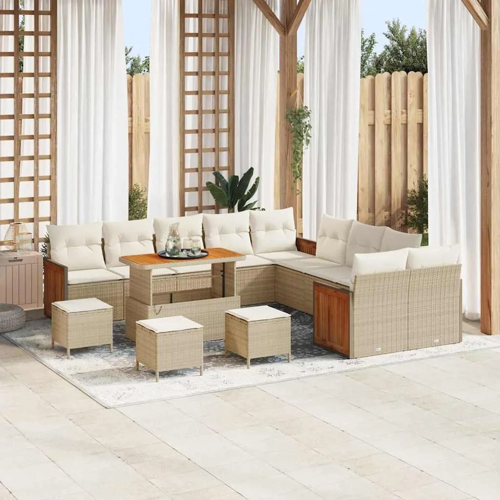 vidaXL Σετ Καναπέ Κήπου 14 pcs μπεζ και κρεμ 110 x 55 x 71 εκ