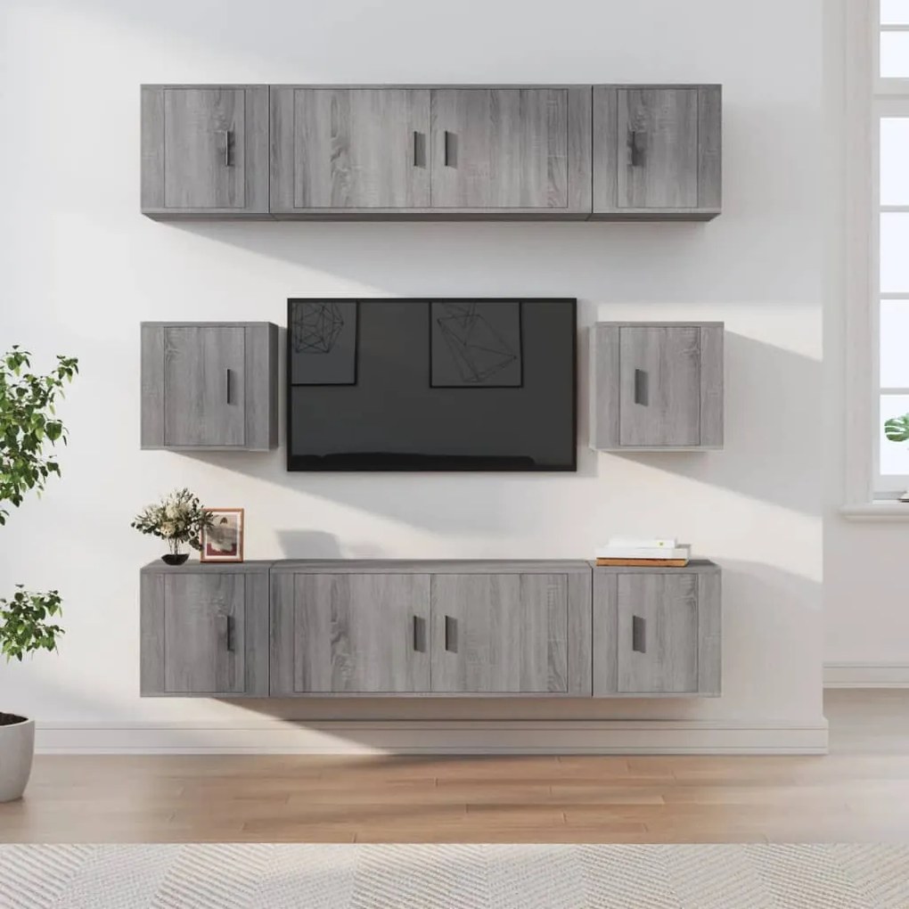 vidaXL Σετ Επίπλων Τηλεόρασης 8 Τεμ. Γκρι Sonoma Επεξεργασμένο Ξύλο