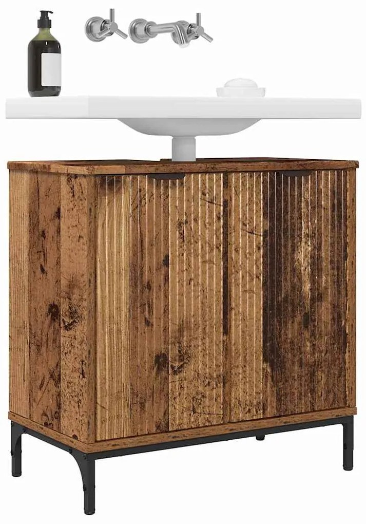 vidaXL Ντουλάπα Νιπτήρα Mπάνιου Παλιό Ξύλο 60,5 x 33,5 x 61 εκ