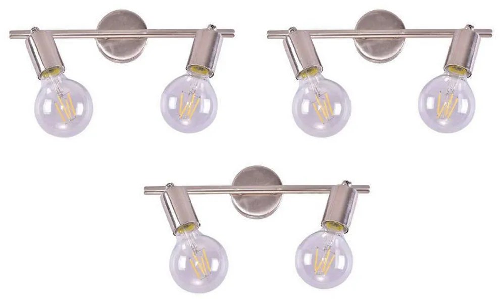 Σποτ Οροφής - Τοίχου Soma (Σετ 3Τμχ) 77-8861 33x12x8cm 2xE27 60W Nickel Homelighting