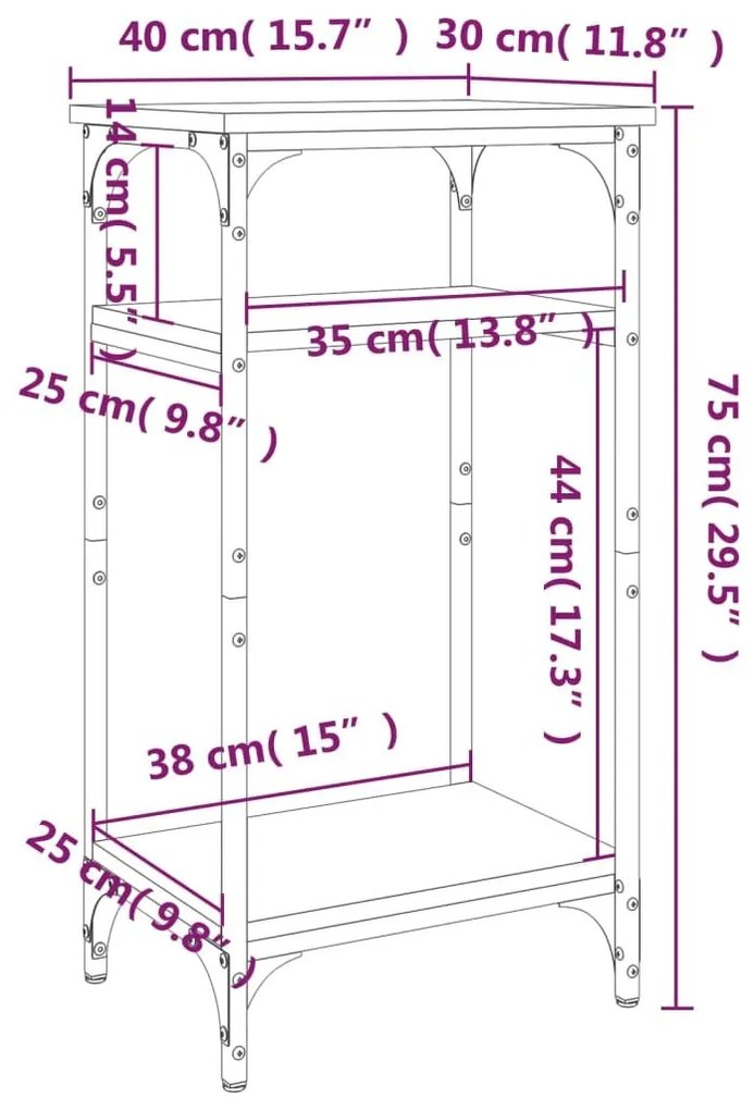 Βοηθητικό Τραπέζι Καπνιστή Δρυς 40x30x75 εκ. Επεξεργασμένο Ξύλο - Καφέ