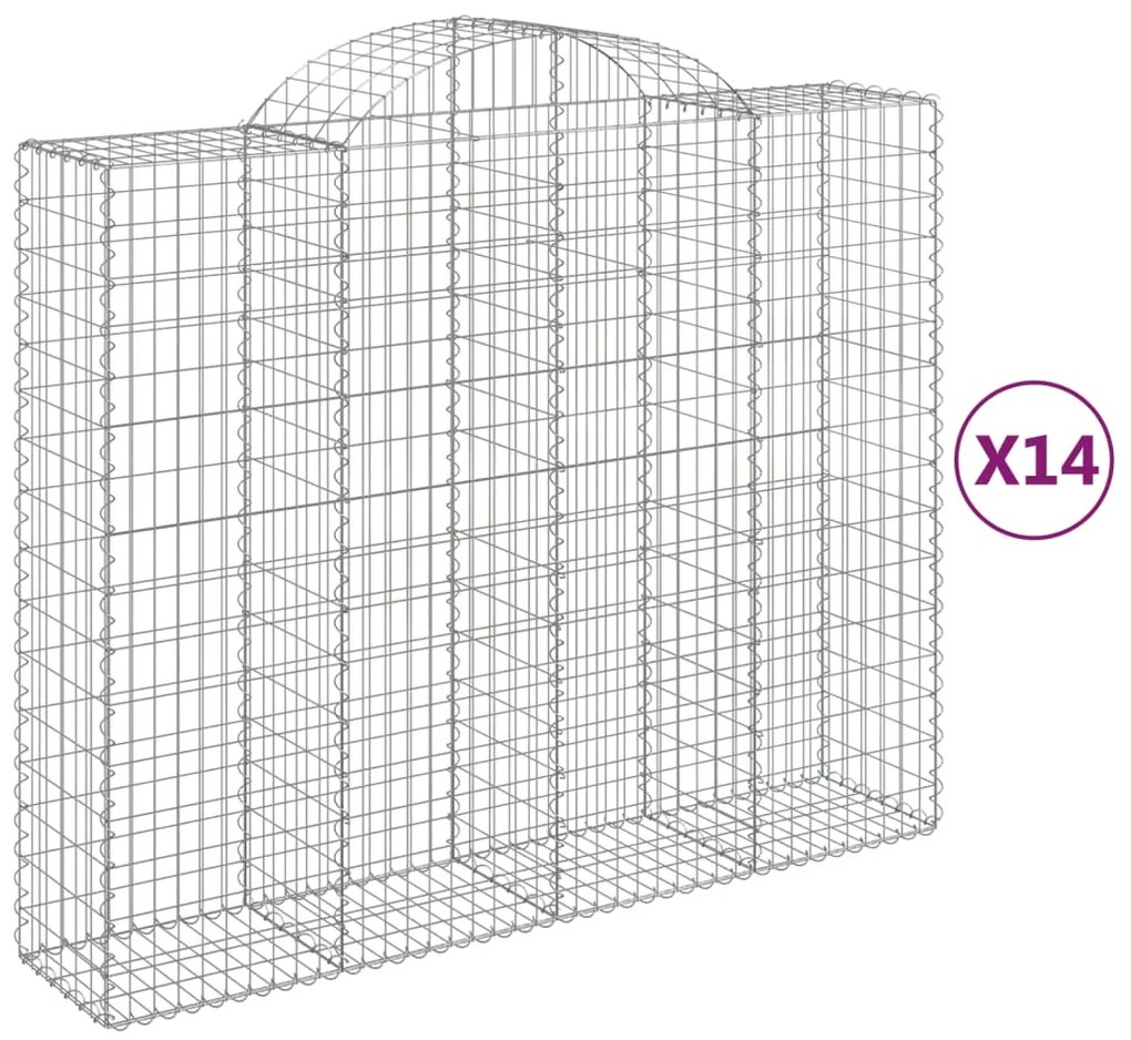 vidaXL Συρματοκιβώτια Τοξωτά 14 τεμ. 200x50x160/180 εκ. Γαλβαν. Ατσάλι