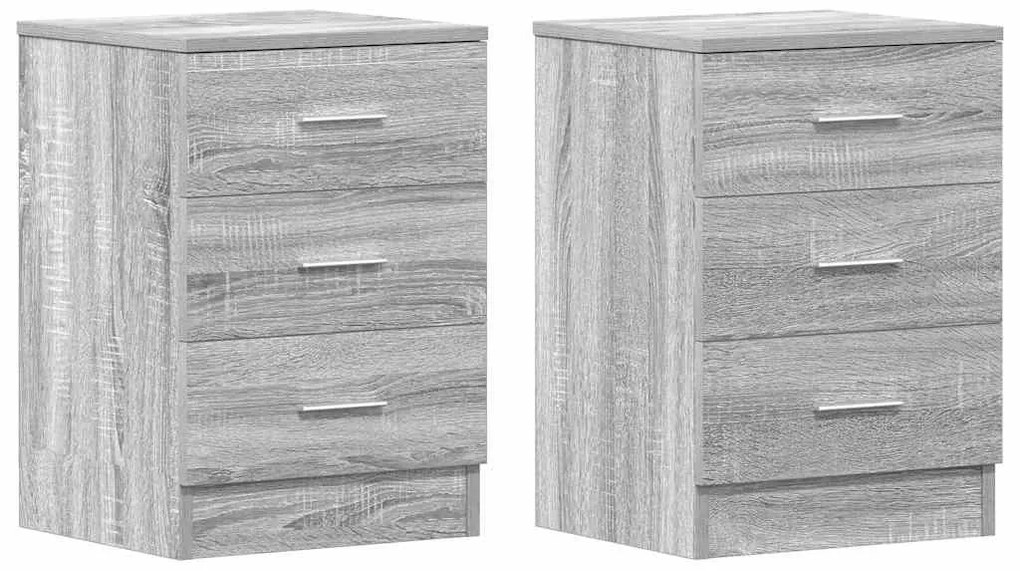 vidaXL Κομοδίνα 2 Τεμ. Γκρι Sonoma 38x35x56 εκ. από Επεξεργασμένο Ξύλο
