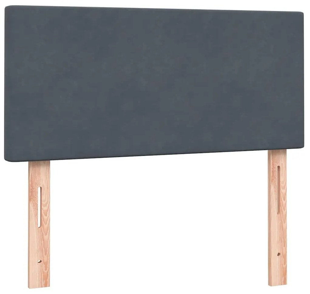 Κρεβάτι Boxspring με Στρώμα Σκούρο Γκρι 100x210 εκ. Βελούδινο - Γκρι