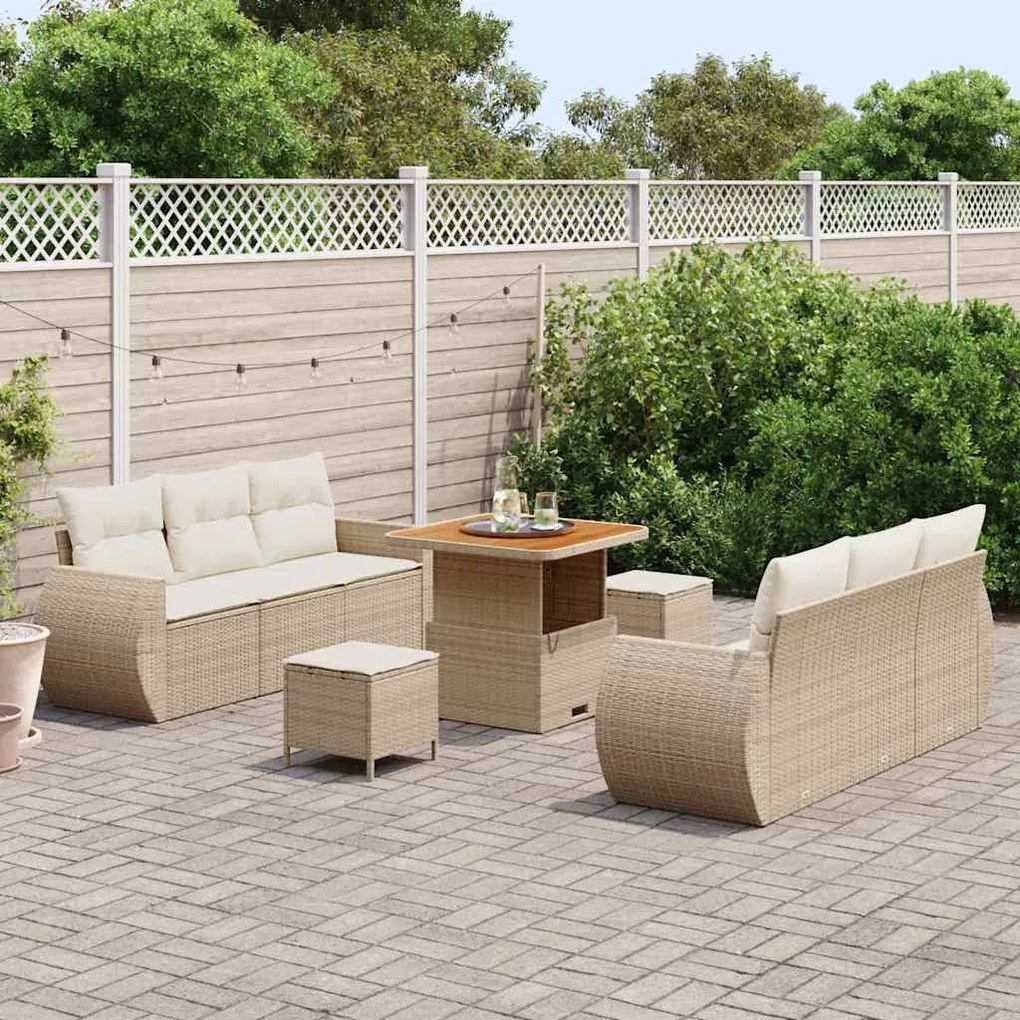 vidaXL Σετ Καναπέ Κήπου 9 pcs μπεζ και κρεμ 80 x 80 x 71 cm