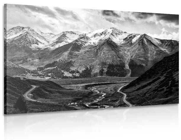 Εικόνα πανέμορφου βουνού σε ασπρόμαυρο - 120x80