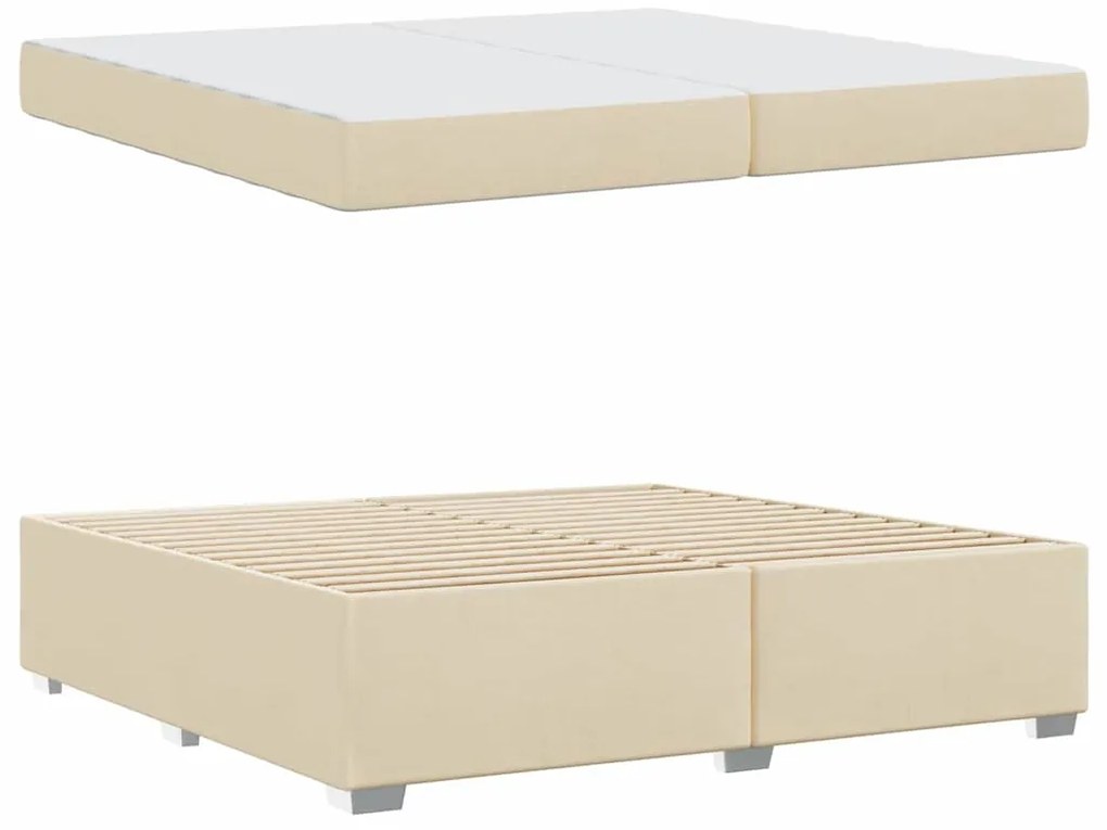 vidaXL Σκελετός Κρεβατιού με στρώμα Κρεμ 200 x 200 cm ύφασμα