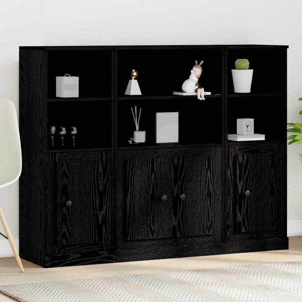 vidaXL Υψηλή Ντουλάπα Μαύρη Οξυά 132 x 35.5 x 103.5 εκ