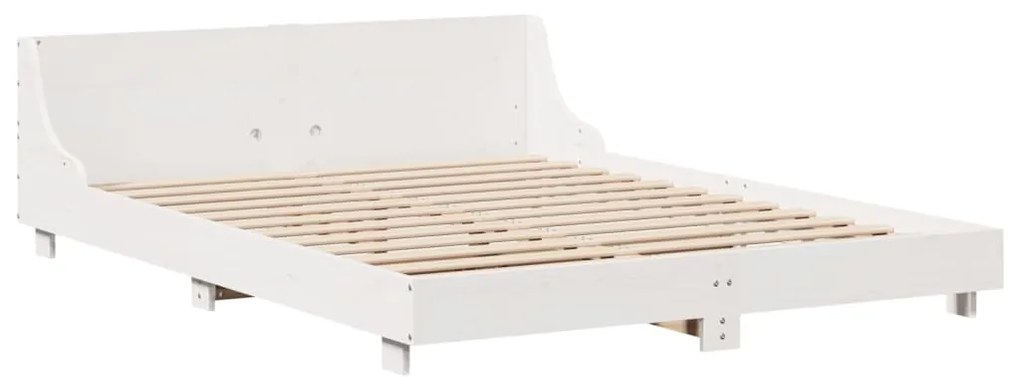vidaXL Σκελετός Κρεβ. Χωρίς Στρώμα Λευκό 150x200 εκ Μασίφ Πεύκο