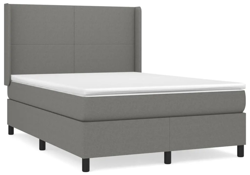 vidaXL Κρεβάτι Boxspring με Στρώμα Σκούρο Γκρι 140x200 εκ Υφασμάτινο