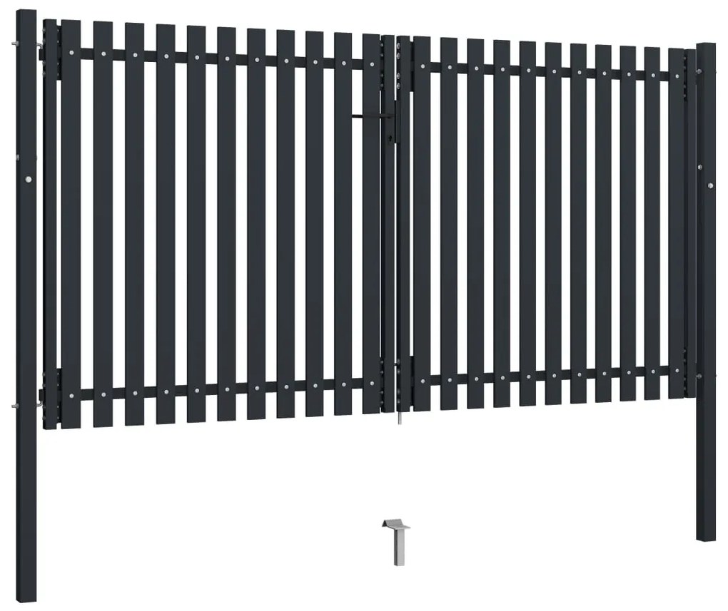 vidaXL Πόρτα με Διπλή Πόρτα και Φράχτη Ανθρακί 300x150 εκ. από Ατσάλι