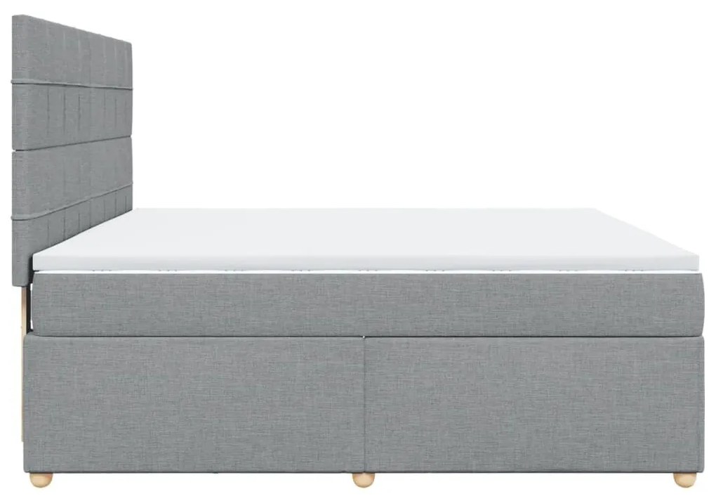 Κρεβάτι Boxspring με Στρώμα Ανοιχτό Γκρι 180x200 εκ. Υφασμάτινο - Γκρι