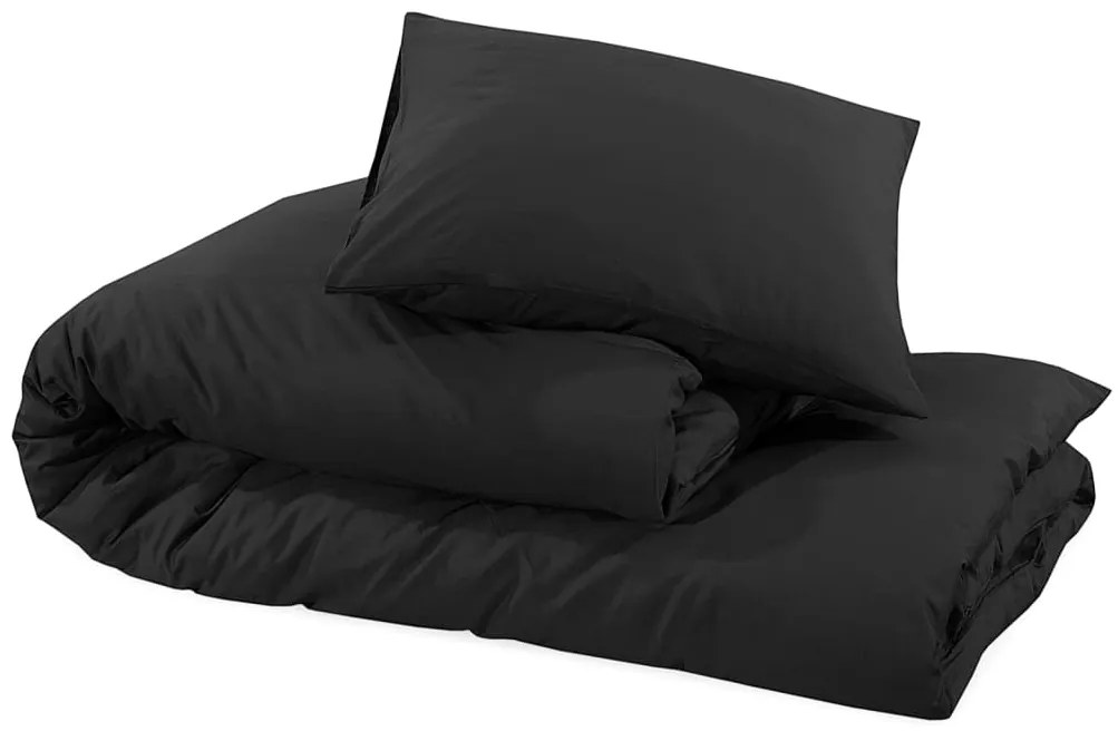 vidaXL Σετ Παπλωματοθήκη  Μαύρο 135x200 εκ. Βαμβακερό