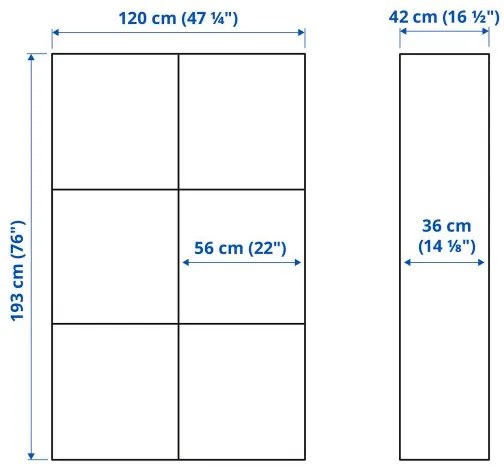 BESTÅ σύνθεση αποθήκευσης με πόρτες, 120x42x193 cm 190.575.29