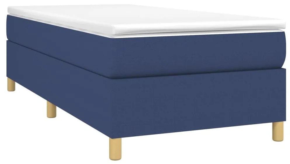 vidaXL Κρεβάτι Boxspring με Στρώμα Μπλε 90x200 εκ.Υφασμάτινο