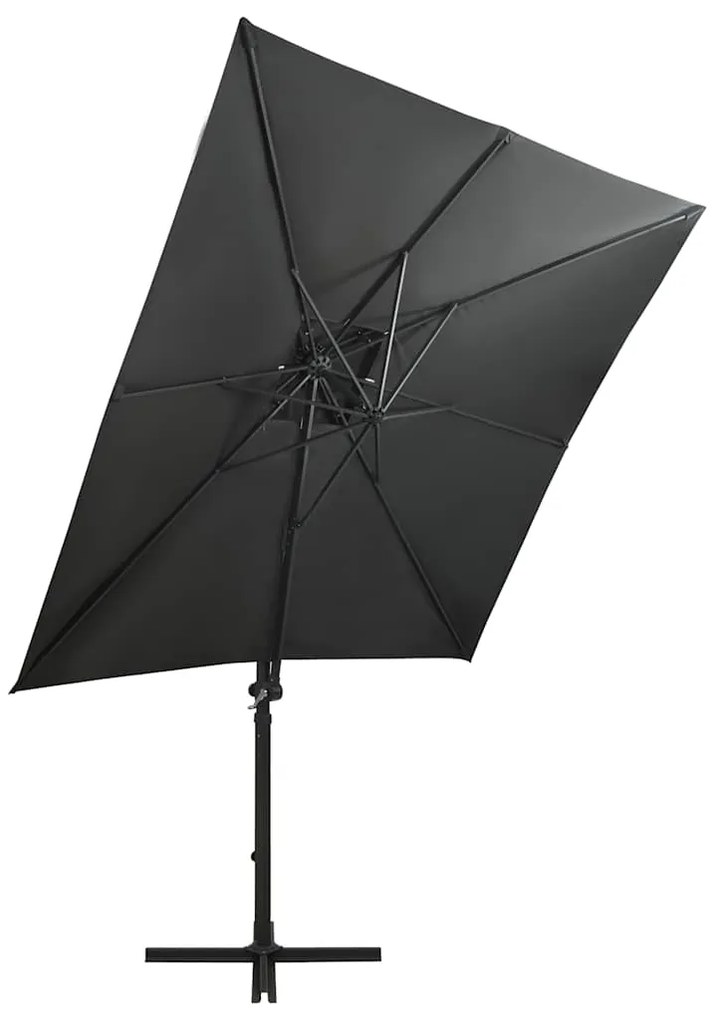 vidaXL Ομπρέλα Κρεμαστή Κήπου με Ιστό και LED Ανθρακί 250 εκ.