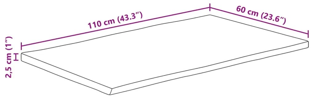 Επιφάνεια Τραπεζιού 110x60x2,5 εκ. Live Edge Μασίφ Ξύλο Μάνγκο - Καφέ