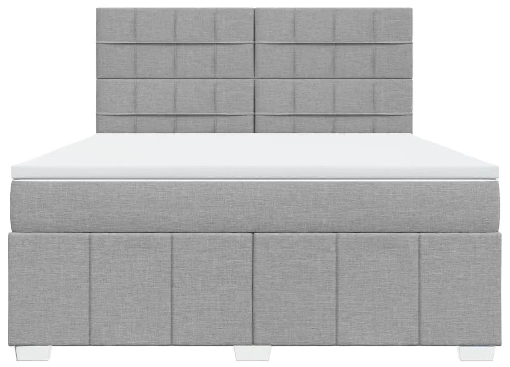 Κρεβάτι Boxspring με Στρώμα Ανοιχτό Γκρι 180x200 εκ. Υφασμάτινο - Γκρι