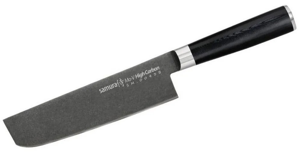 Μαχαίρι Nakiri MO-V Stonewash SM-0043B 18cm Black Samura Ανοξείδωτο Ατσάλι