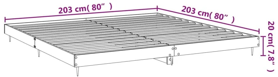 Πλαίσιο Κρεβατιού Καφέ Δρυς 200x200 εκ. Επεξεργασμένο Ξύλο - Καφέ