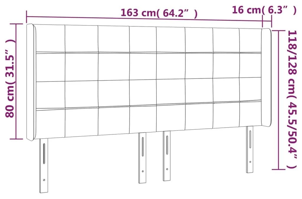 Κεφαλάρι Κρεβατιού LED Taupe 163x16x118/128 εκ. Υφασμάτινο - Μπεζ-Γκρι