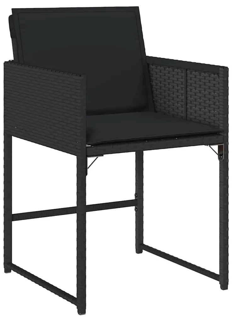 vidaXL Σέτ φαγητού για κήπο με μαξιλάρι 5 pcs Μαύρο συνθετικό ρατάν