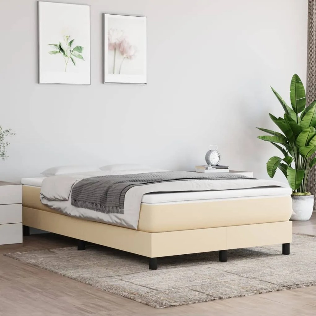 vidaXL Κρεβάτι Boxspring με Στρώμα Κρεμ 120x200 εκ. Υφασμάτινο