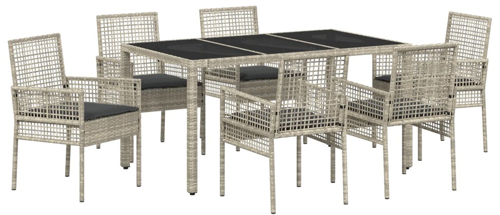 vidaXL Σέτ φαγητού για κήπο 7 pcs Ανοιχτό γκρι 150 x 90 x 75 cm