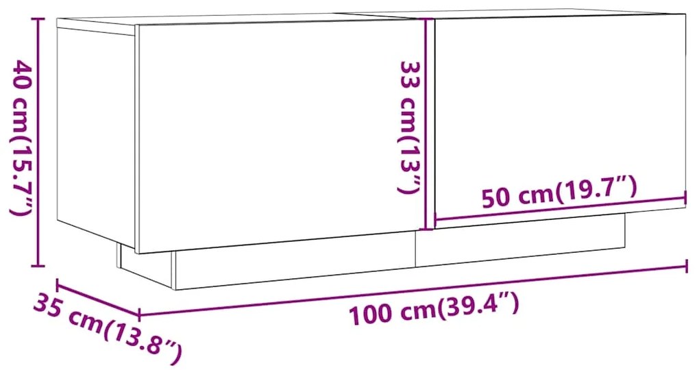 Κομοδίνο τεχνίτης Δρυς 100x35x40 εκ. από Επεξεργασμένο Ξύλο - Καφέ