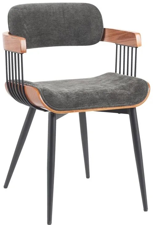 Καρέκλα - Πολυθρόνα Cameo μέταλλο μαύρο-καρυδί ξύλο-ανθρακί ύφασμα 53x49.5x75.5εκ 53x49.5x75.5 εκ.