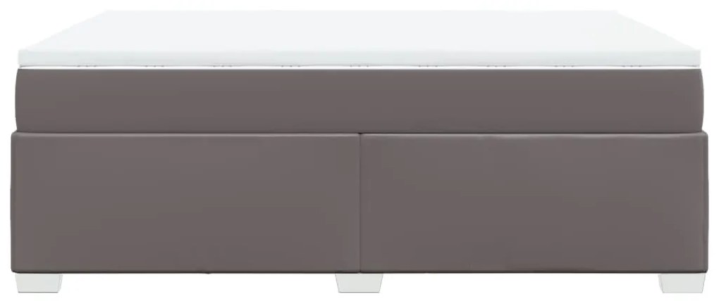 Κρεβάτι Boxspring με Στρώμα Γκρι 160x200εκ. από Συνθετικό Δέρμα - Γκρι