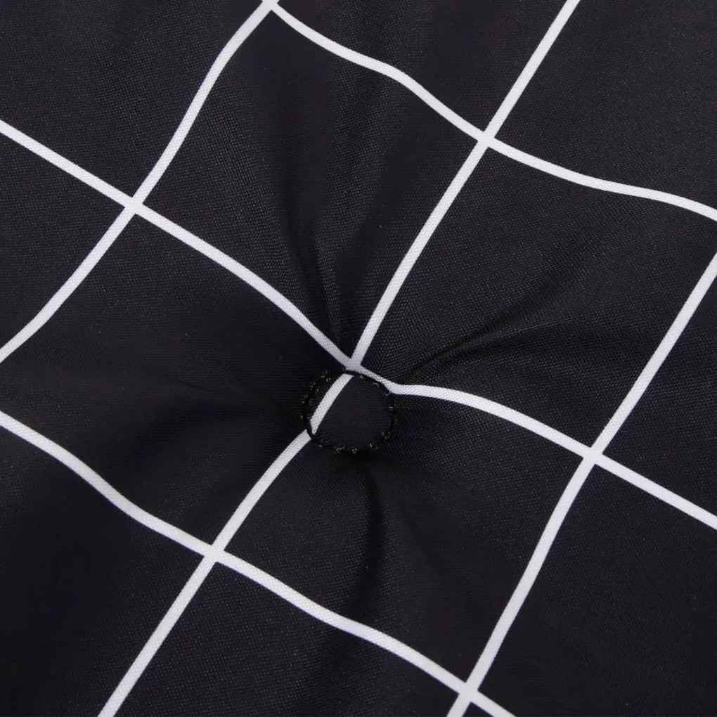 Μαξιλάρι Πάγκου Κήπου Μαύρο Καρό 120x50x3 εκ. Ύφασμα Oxford - Μαύρο